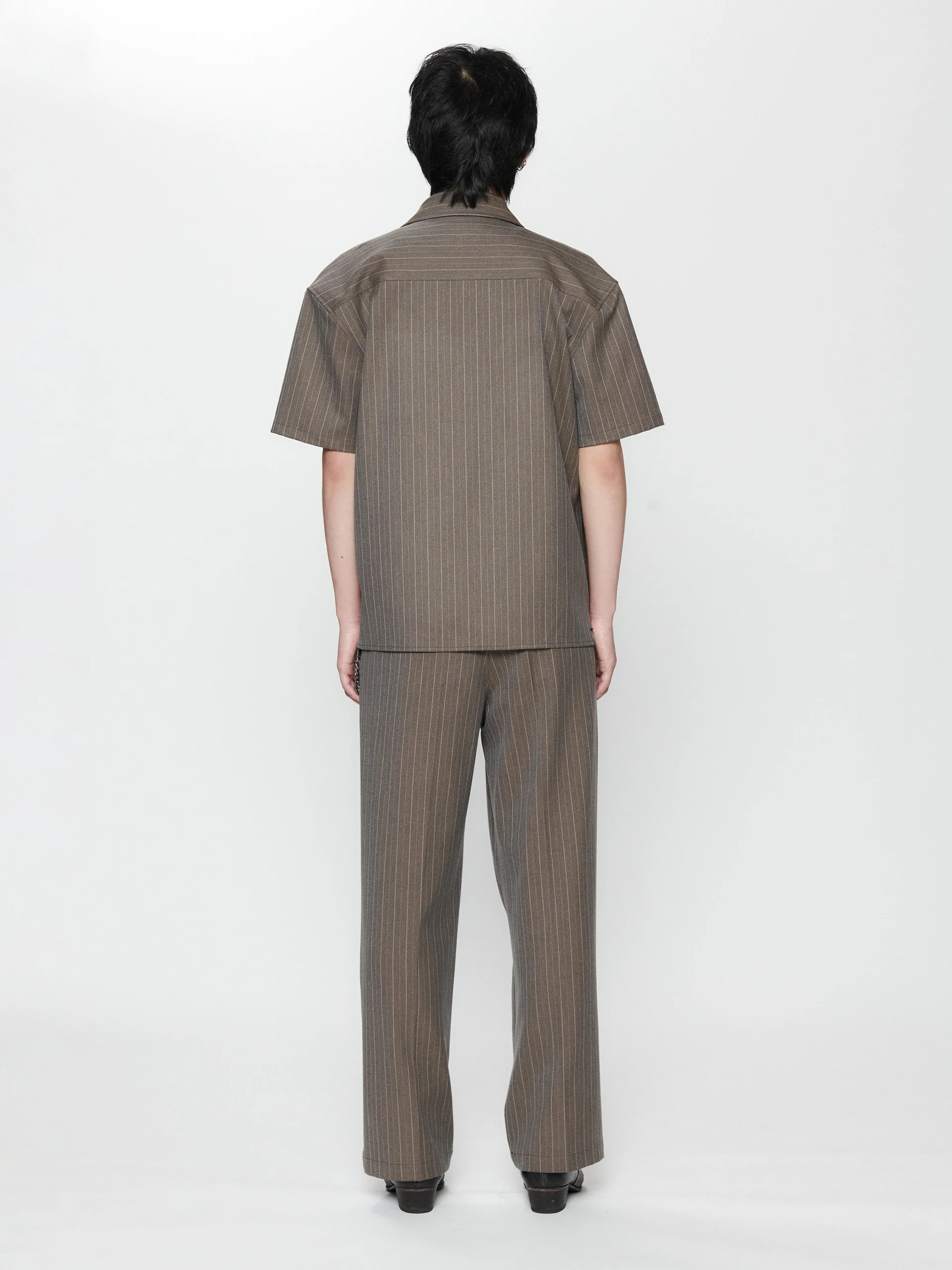 BEACH BRAINS BB SS Shirt Chocolate Pinstripe - Image 4