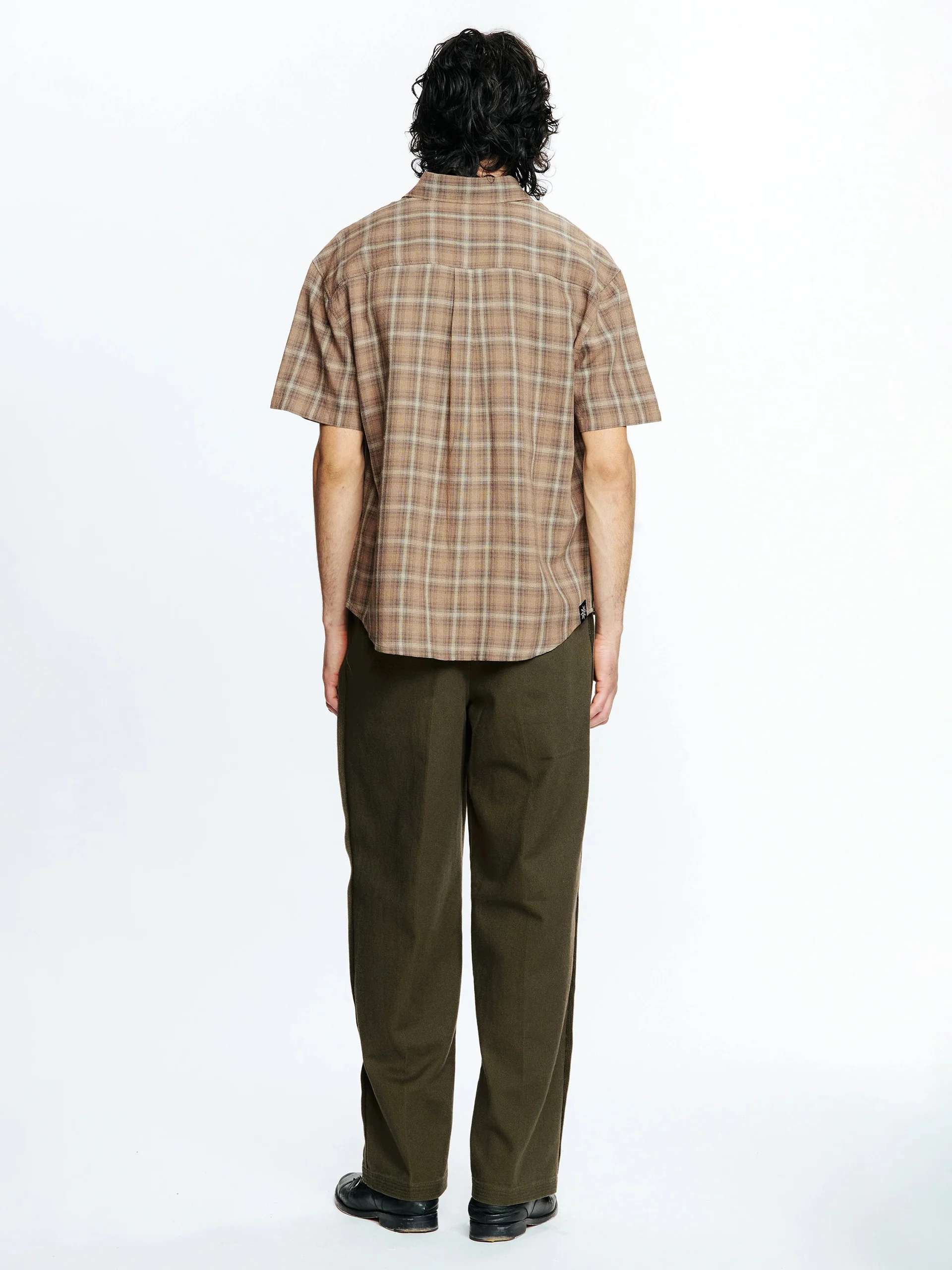 BEACH BRAINS Drop SS Shirt Brown Check - Image 3