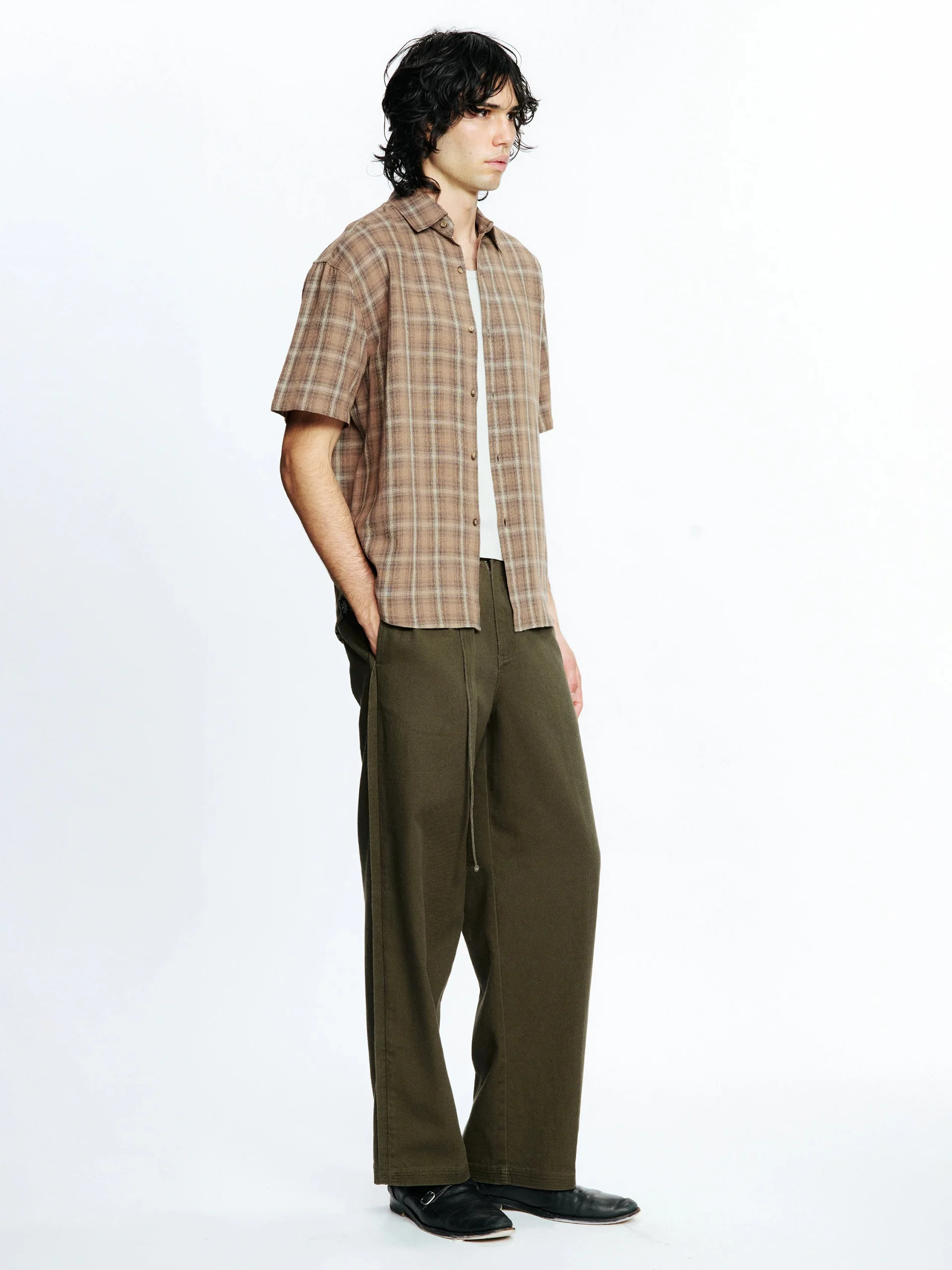 BEACH BRAINS Drop SS Shirt Brown Check - Image 4