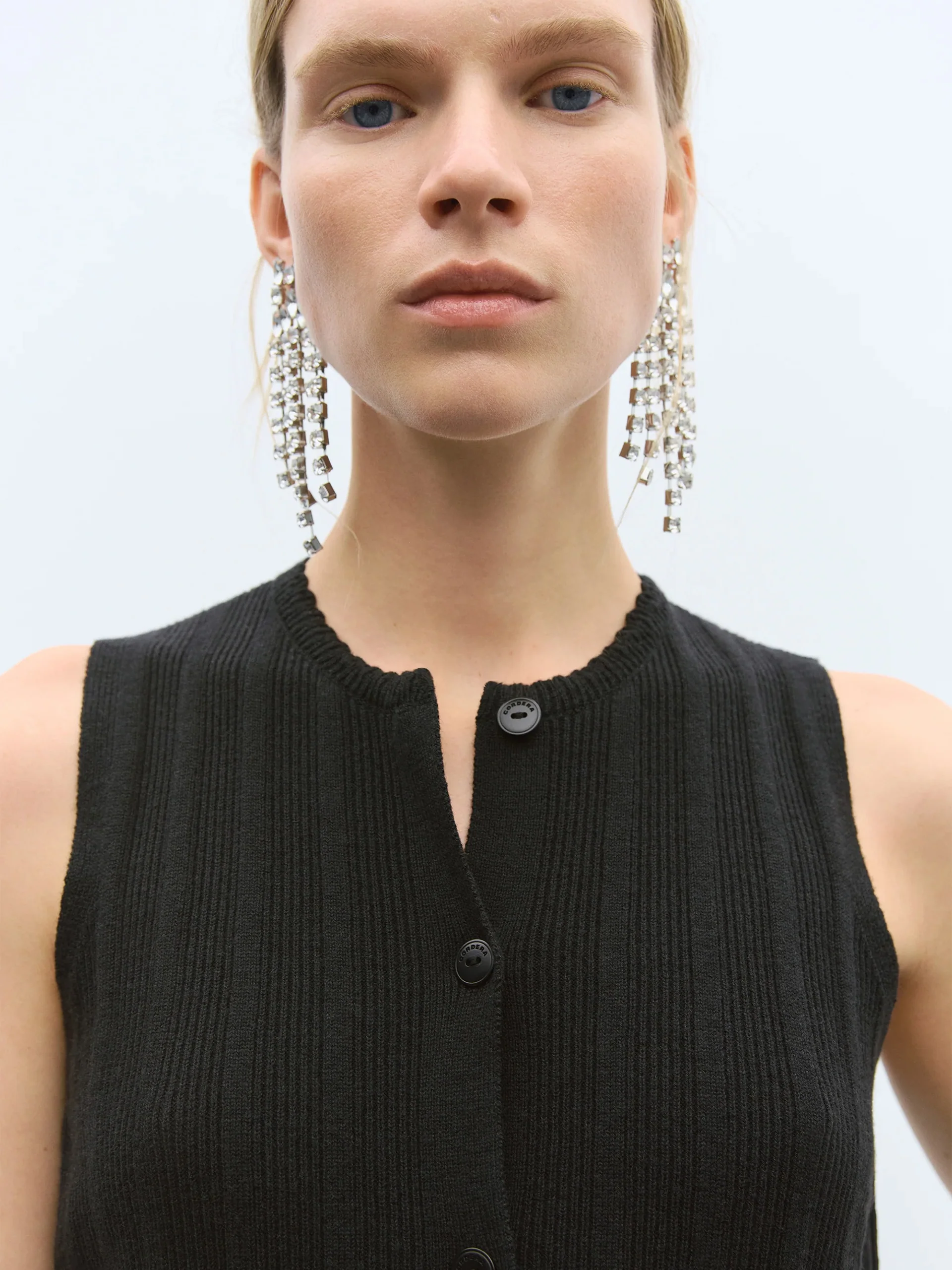 CORDERA Merino Wool Ribbed Waistcoat Black - Image 3