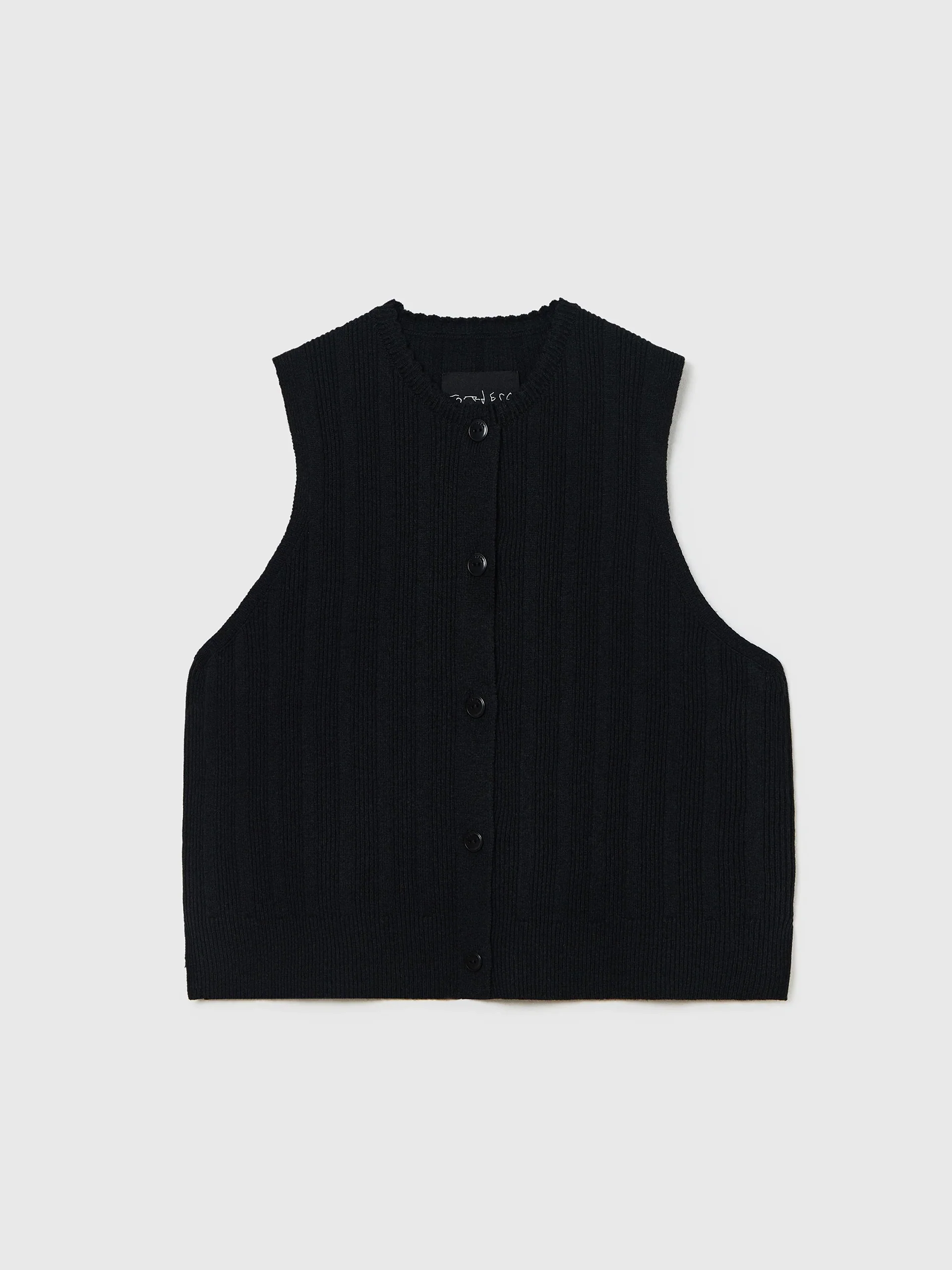 CORDERA Merino Wool Ribbed Waistcoat Black - Image 6
