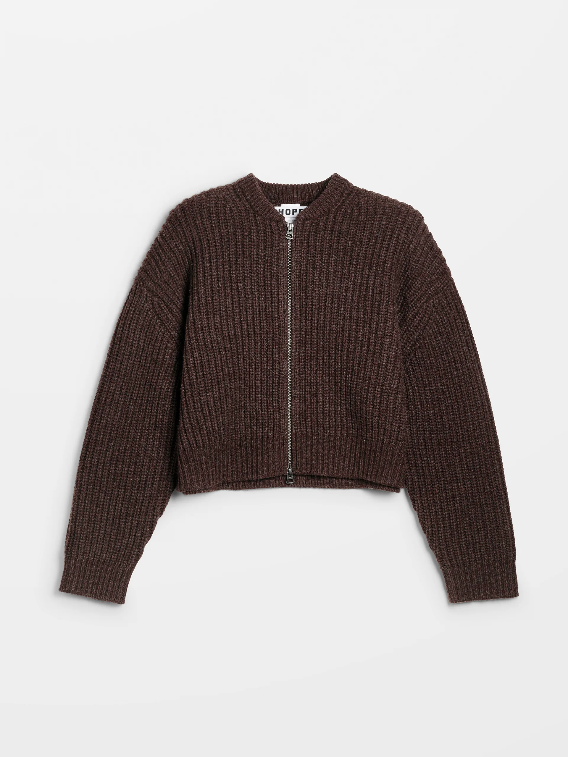 HOPE Red Earth Melange Wool Bomber Cardigan - Image 4