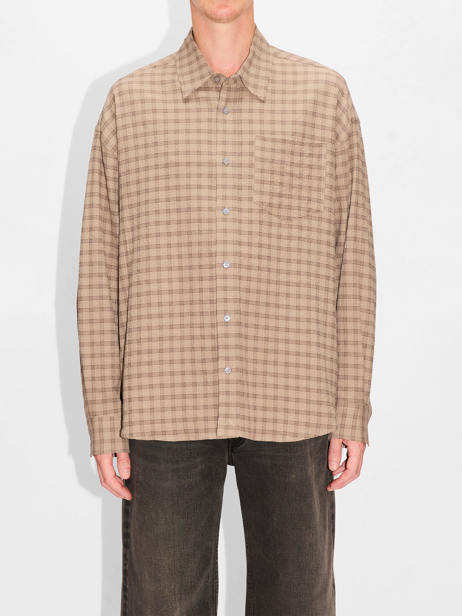 HOPE Room Shirt Beige Check - Image 5