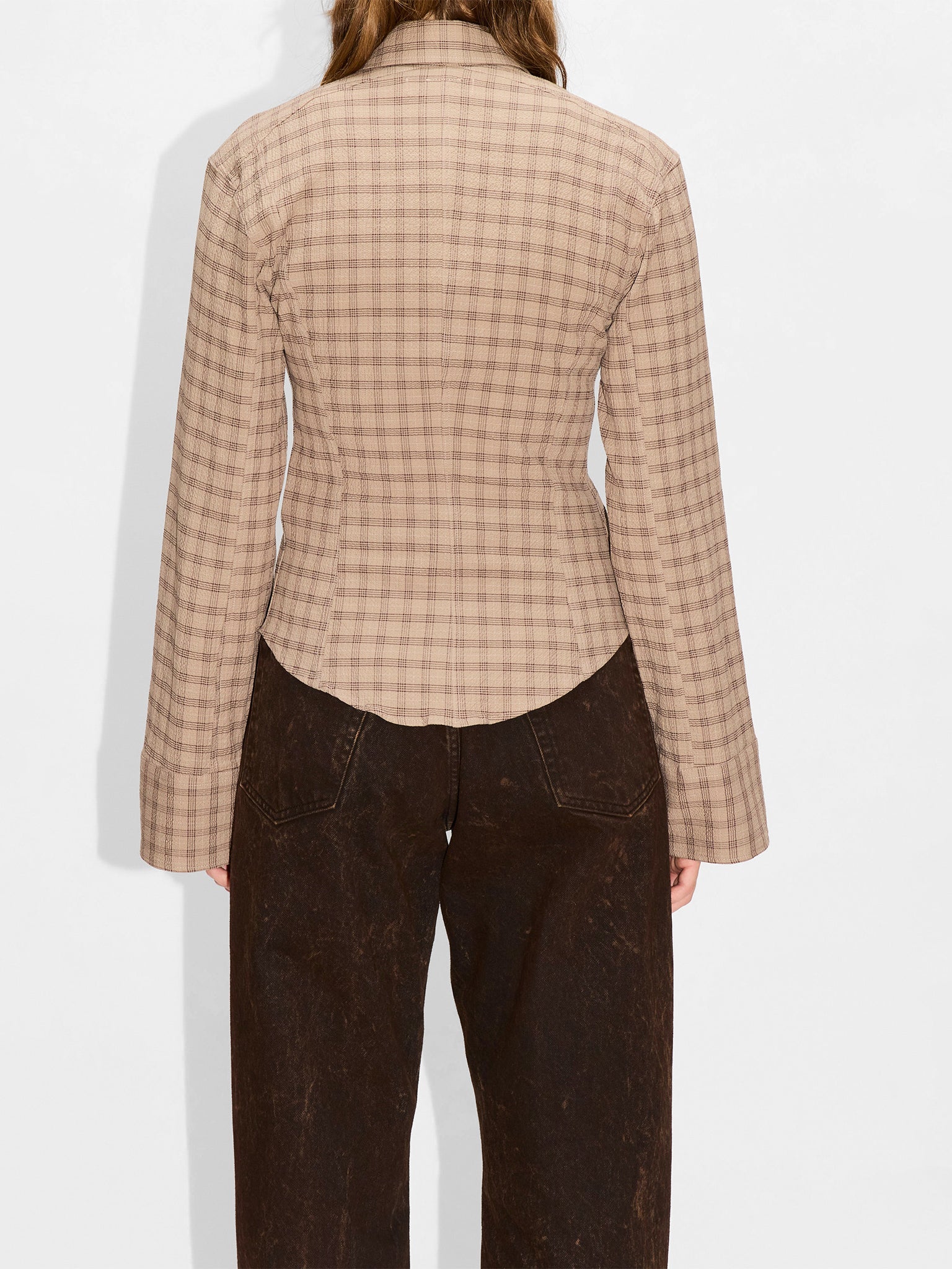 HOPE Shape Shirt Beige Check - Image 3