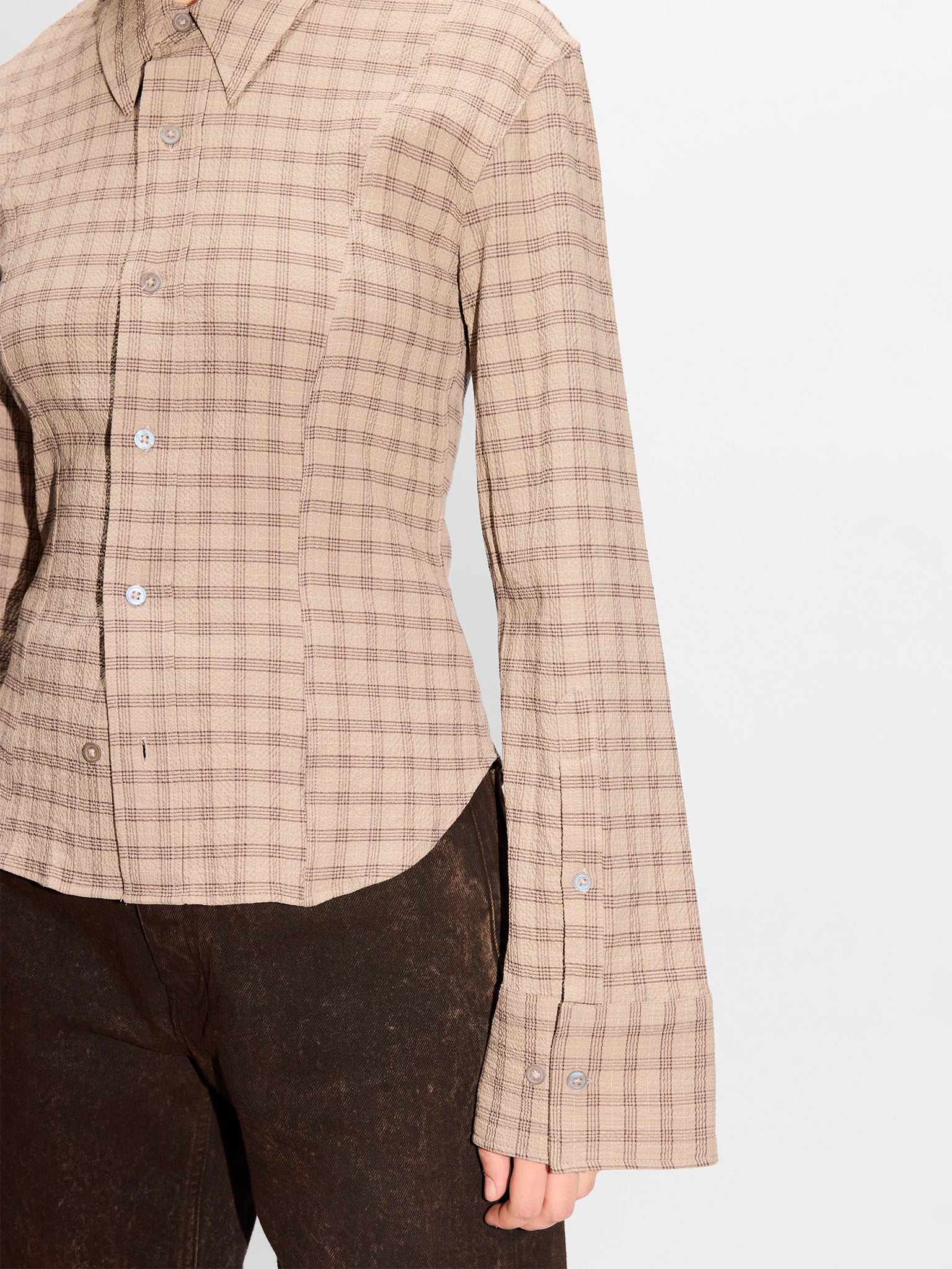 HOPE Shape Shirt Beige Check - Image 4