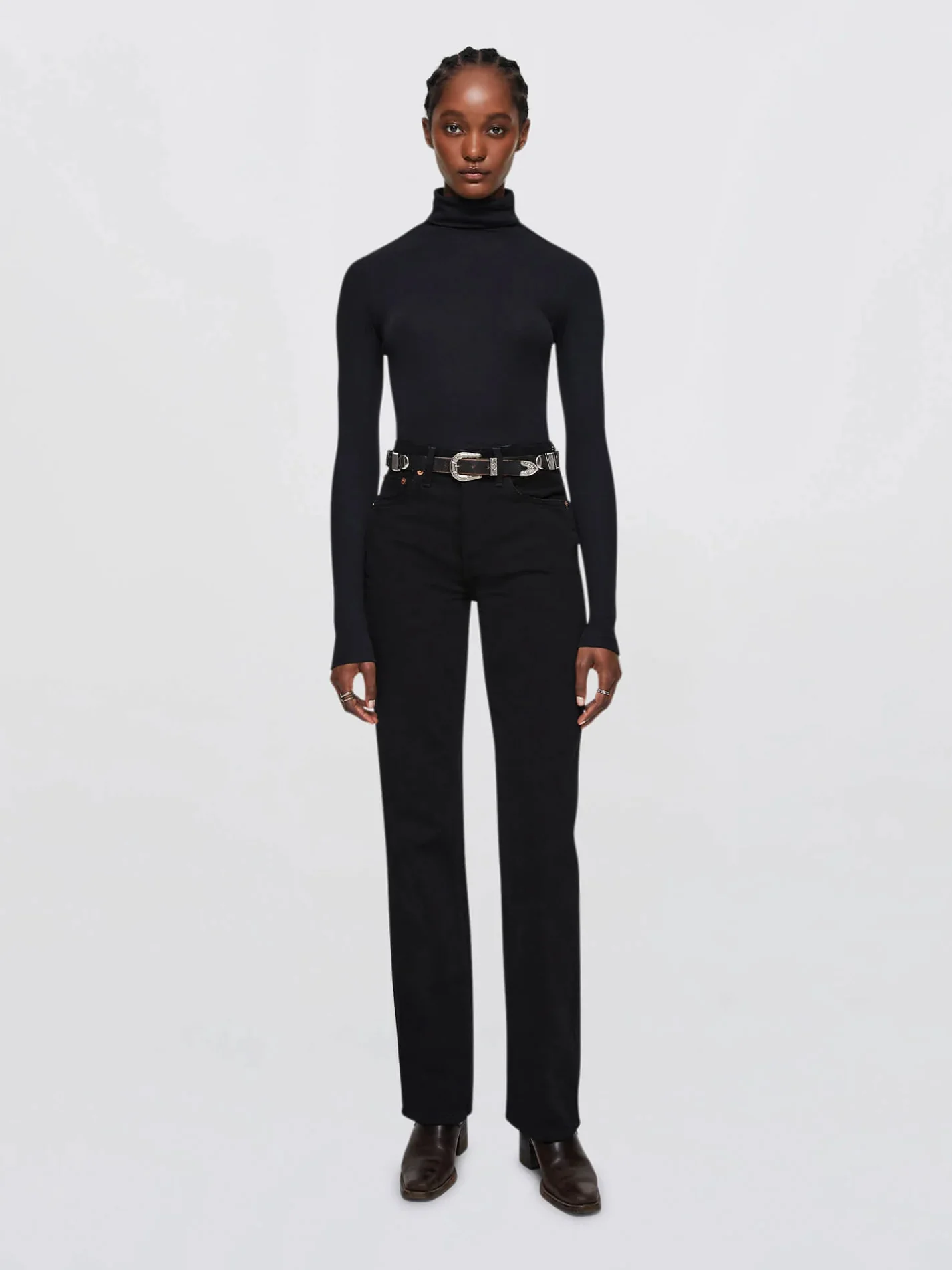RE/DONE Ribbed Turtleneck Black - Image 2
