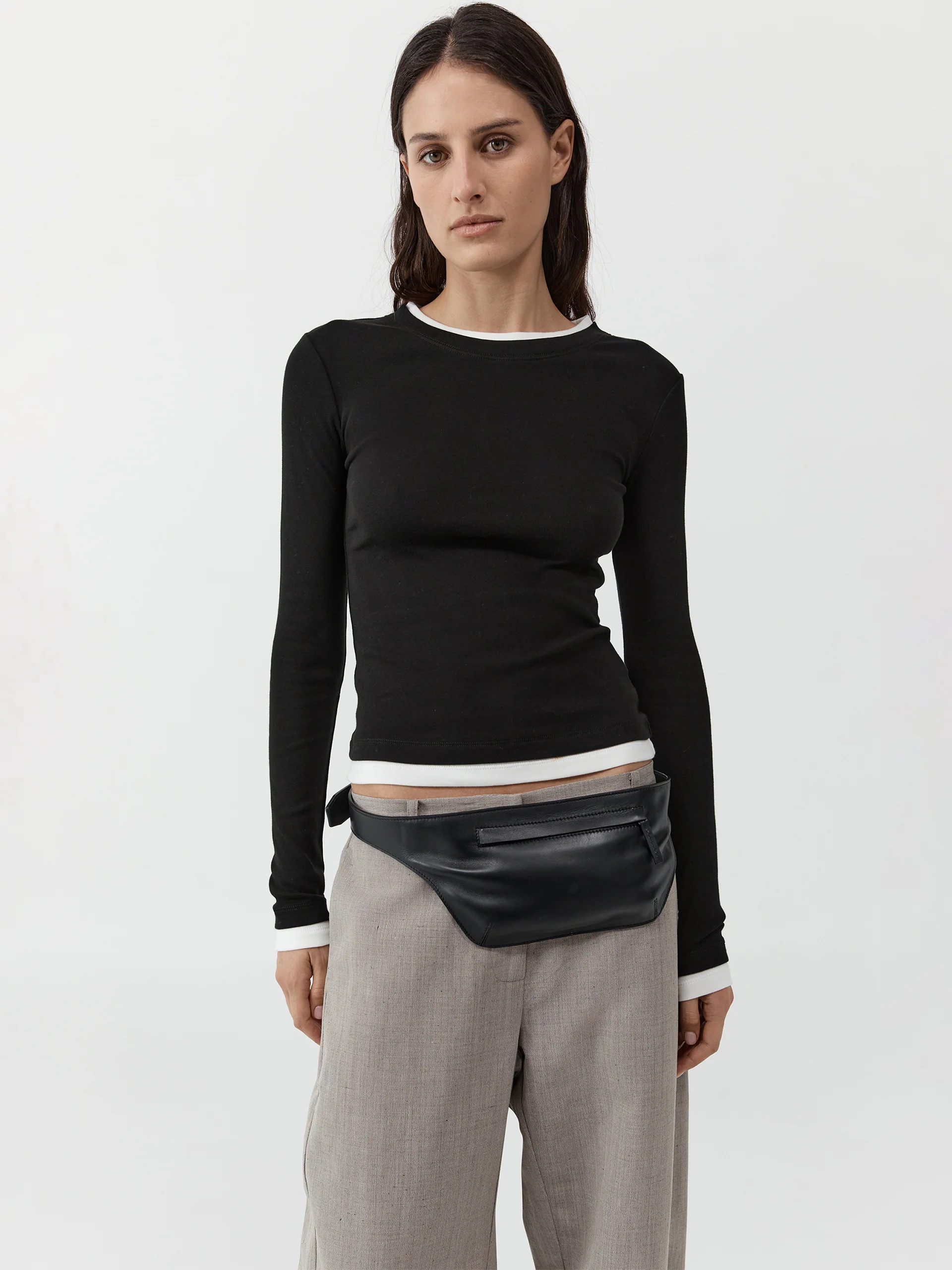 St. Agni Organic Cotton Layered Long Sleeve Jet Black - Image 3