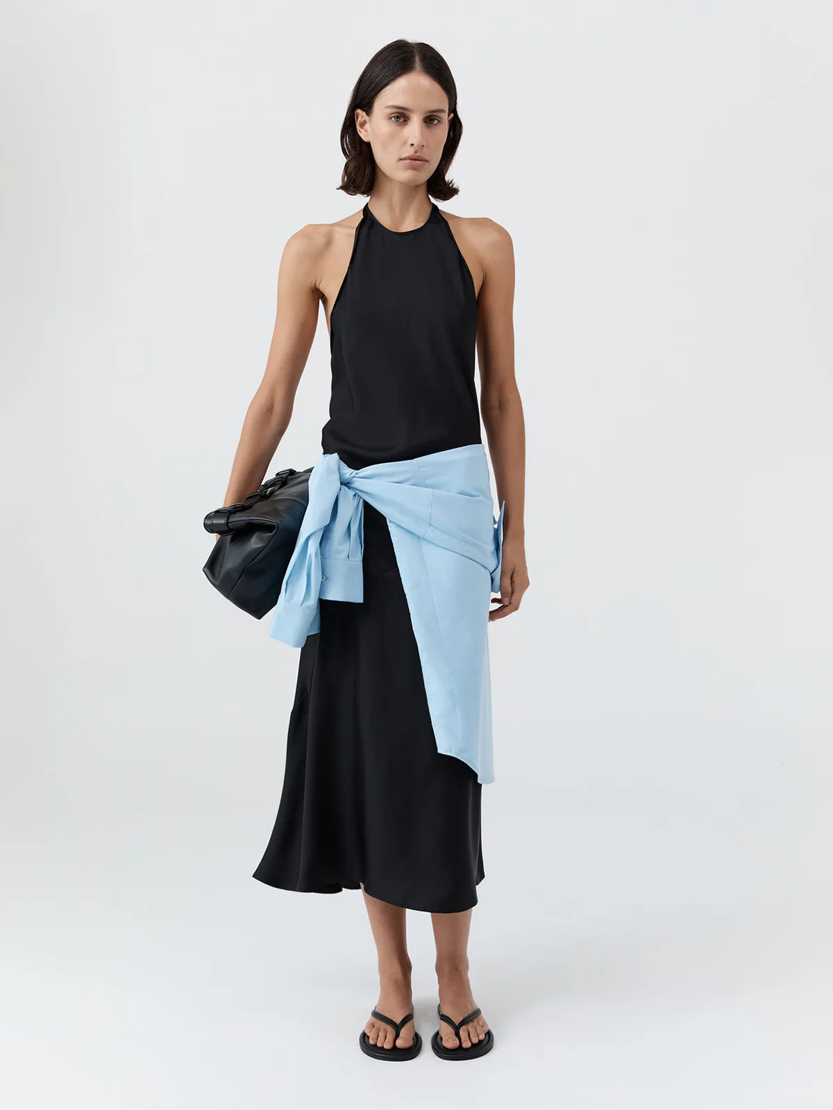 St. Agni Silk Twill Halter Dress Black - Image 2