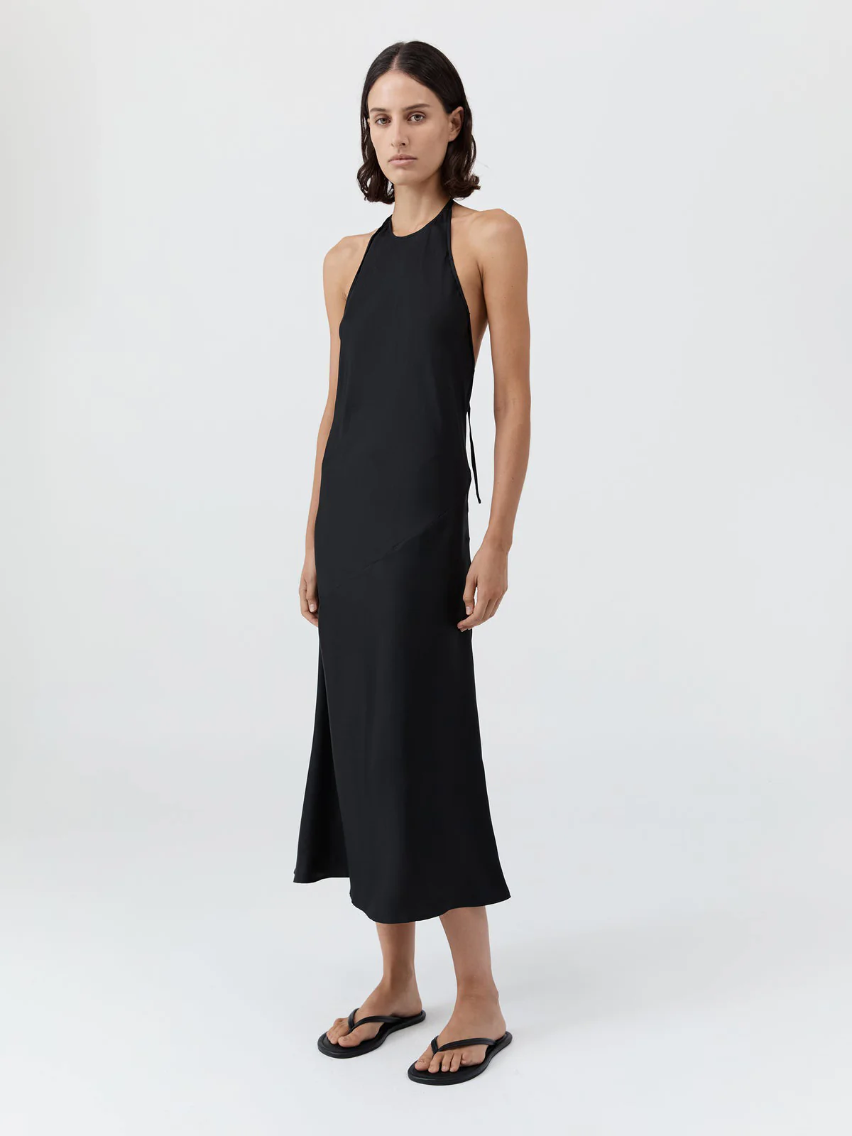 St. Agni Silk Twill Halter Dress Black - Image 3