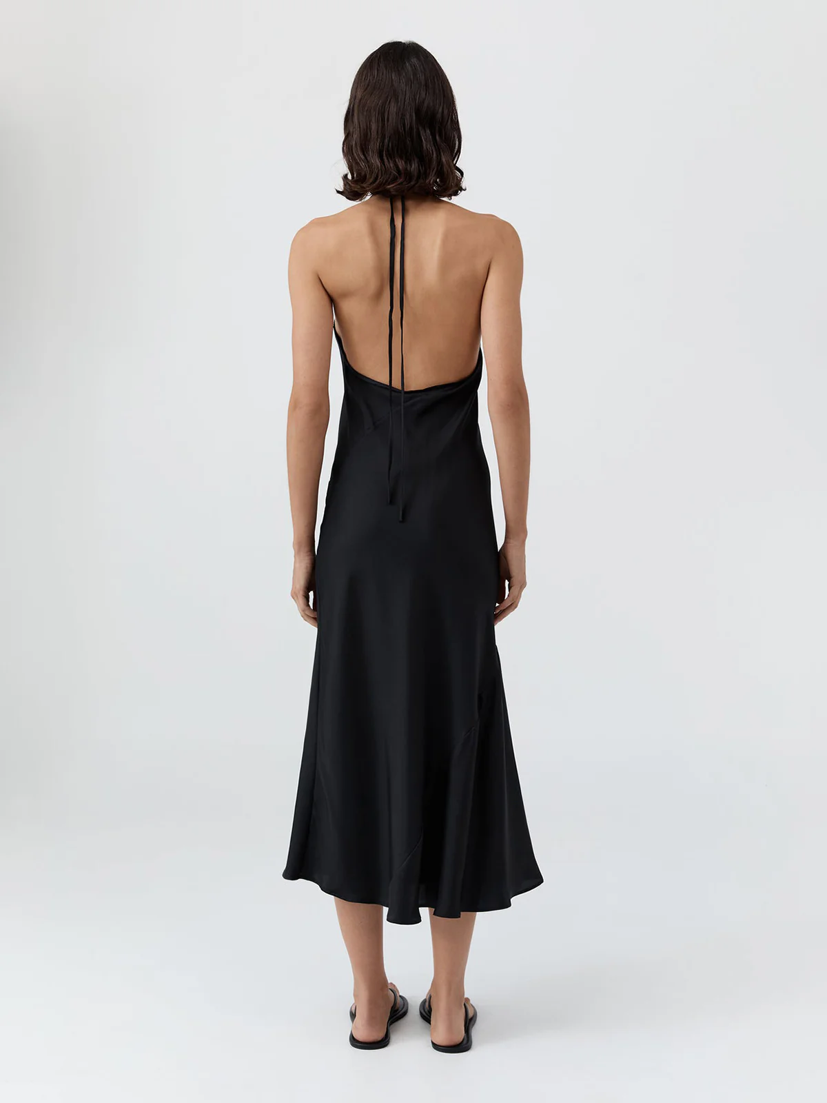 St. Agni Silk Twill Halter Dress Black - Image 5