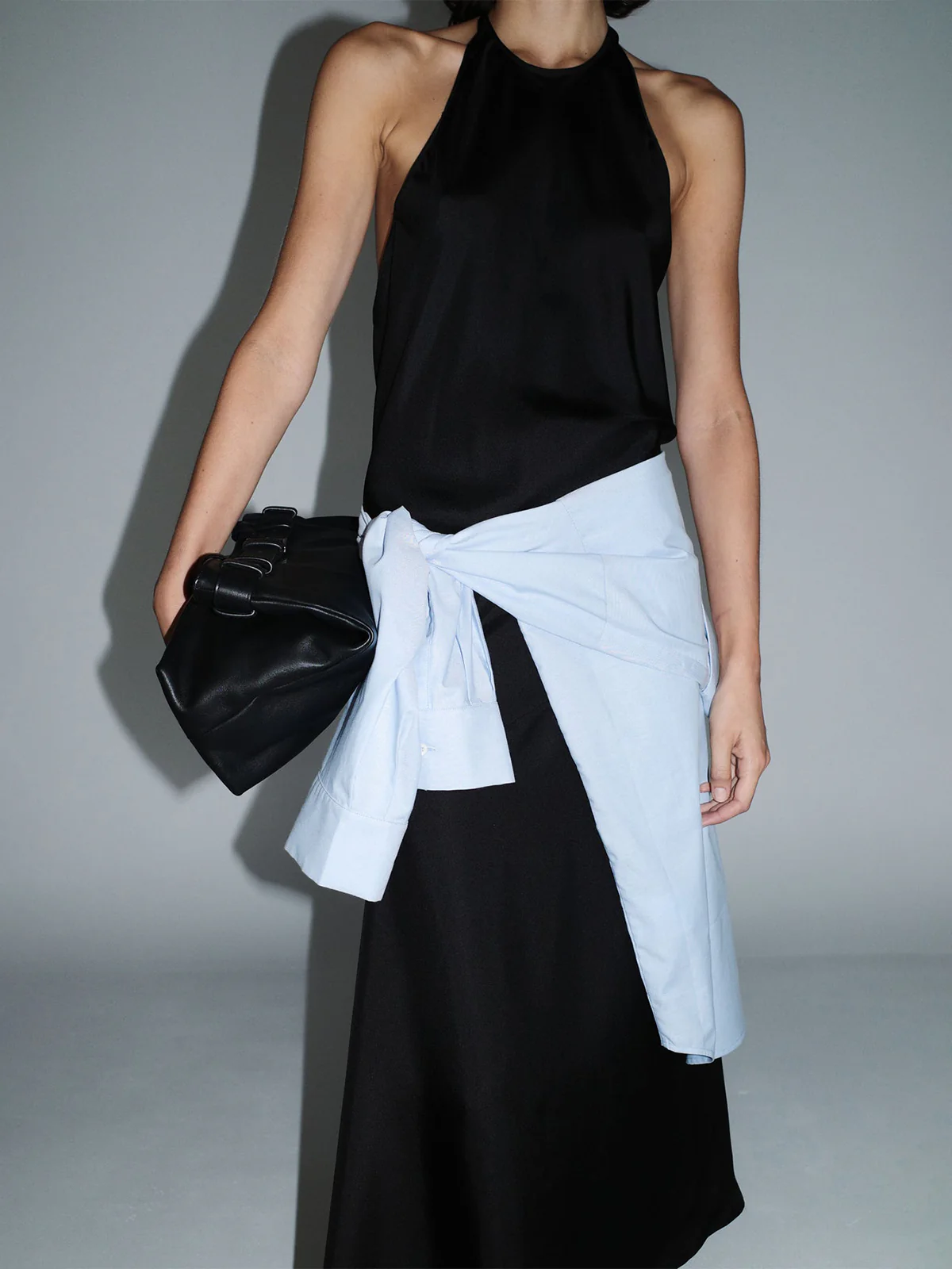 St. Agni Silk Twill Halter Dress Black - Image 6