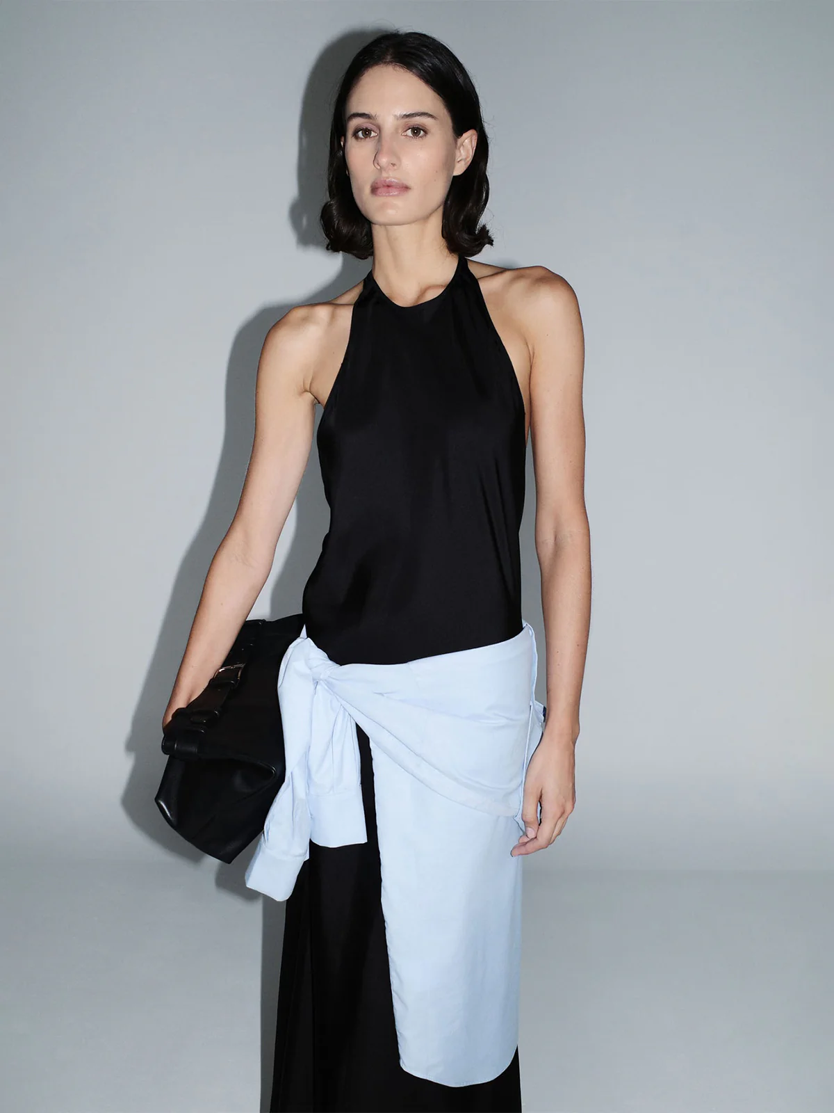 St. Agni Silk Twill Halter Dress Black - Image 7