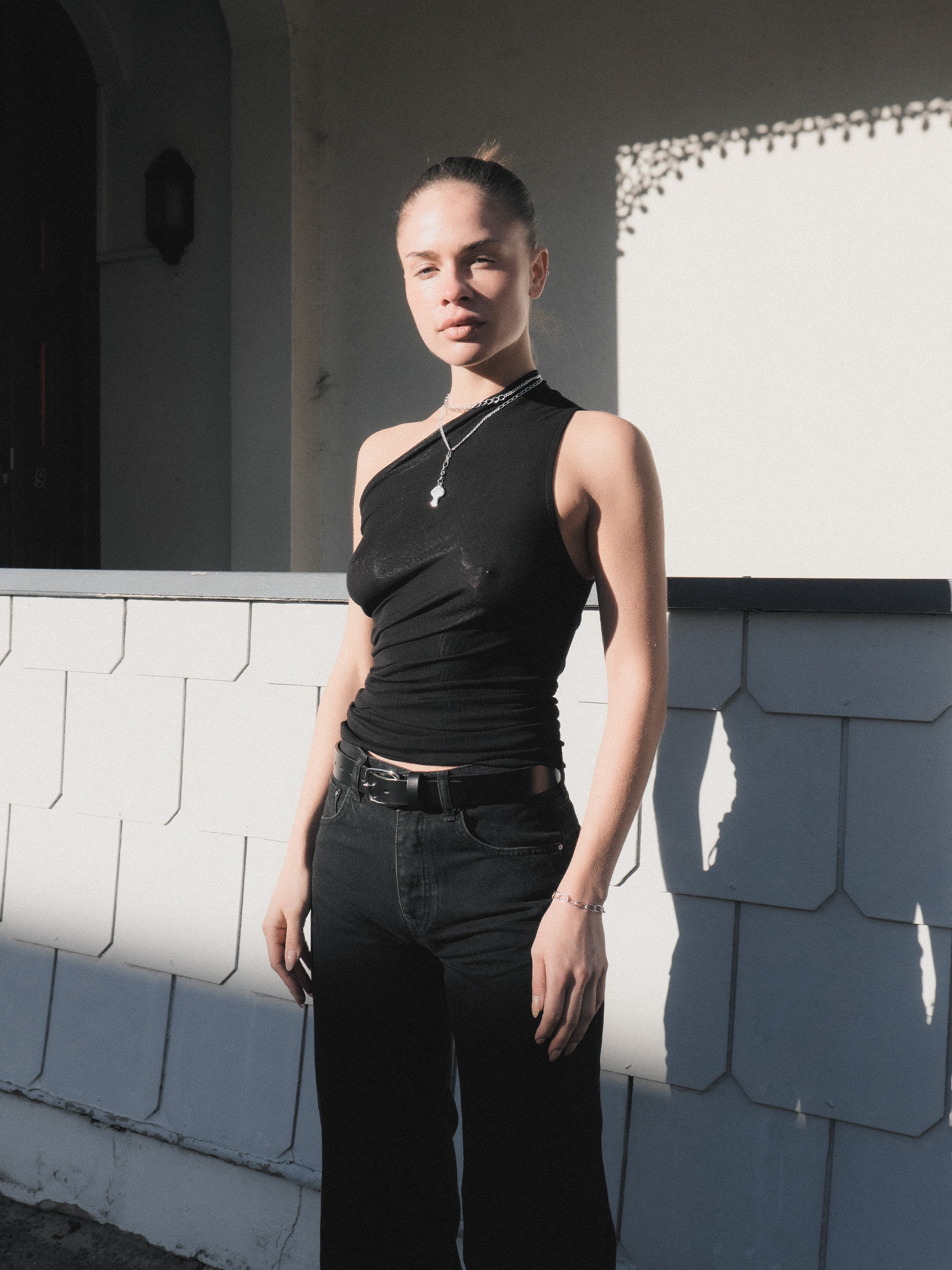 The Lair Apparel Anja One Shoulder Top Black - Image 2