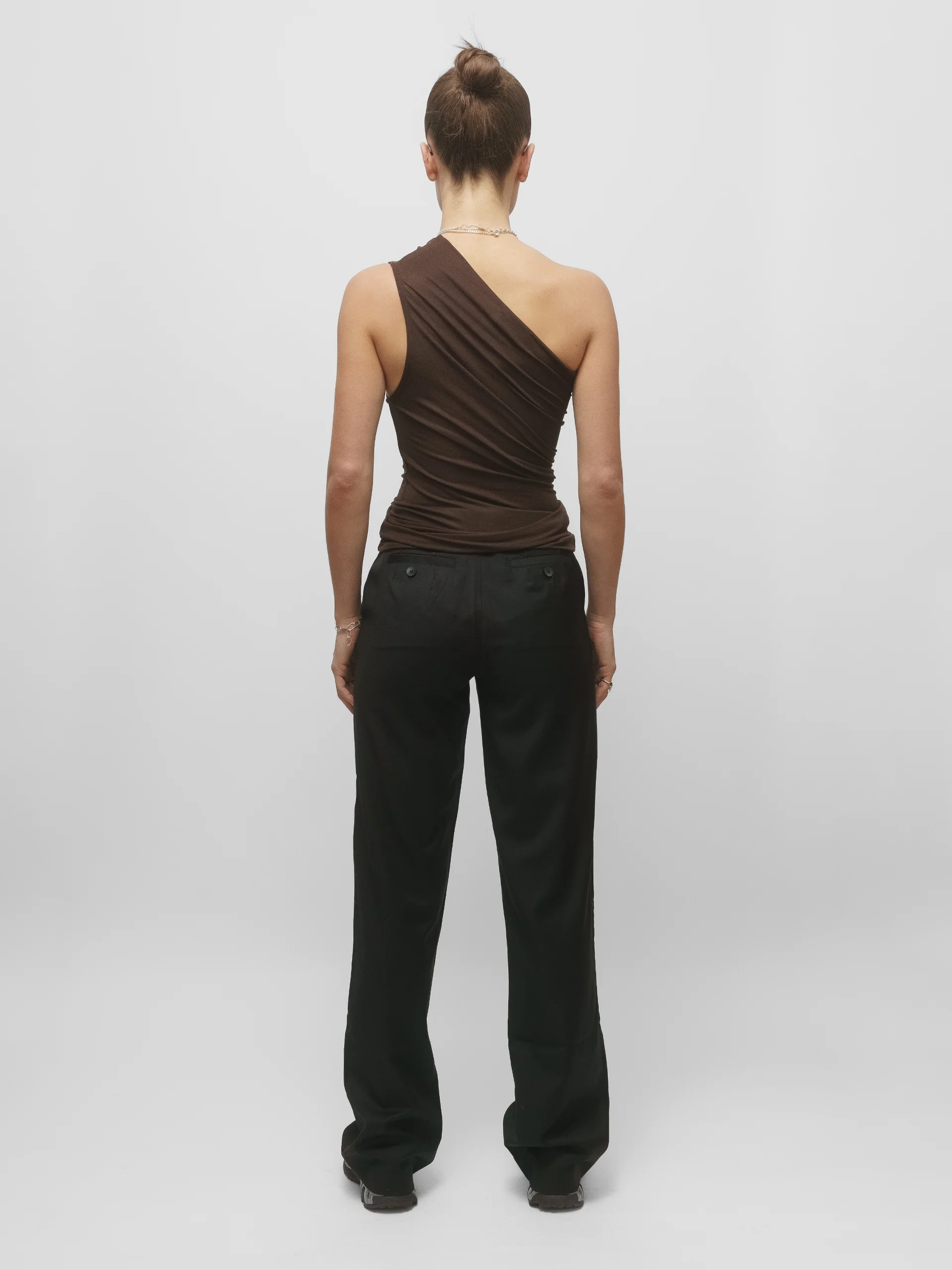 The Lair Apparel Anja One Shoulder Top Cocoa - Image 5